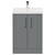 Avant Satin Grey 600mm Floor Standing Vanity Unit with 1 Tap Hole Mid Edge Basin and 2 Doors with Polished Chrome Handles Front View