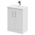 Avant Satin White 600mm Floor Standing Vanity Unit with 1 Tap Hole Mid Edge Basin and 2 Doors with Polished Chrome Handles Right Hand View