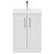 Avant Satin White 600mm Floor Standing Vanity Unit with 1 Tap Hole Mid Edge Basin and 2 Doors with Polished Chrome Handles Front View