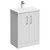 Avant Satin White 600mm Floor Standing Vanity Unit with 1 Tap Hole Mid Edge Basin and 2 Doors with Polished Chrome Handles Left Hand View