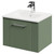 Avant Satin Green 500mm Wall Mounted Vanity Unit with 1 Tap Hole Minimalist Basin and Single Drawer with Polished Chrome Handle Right Hand View