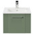 Avant Satin Green 500mm Wall Mounted Vanity Unit with 1 Tap Hole Minimalist Basin and Single Drawer with Polished Chrome Handle Front View