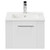 Avant Satin White 500mm Wall Mounted Vanity Unit with 1 Tap Hole Minimalist Basin and Single Drawer with Polished Chrome Handle Front View