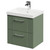 Avant Satin Green 500mm Wall Mounted Vanity Unit with 1 Tap Hole Slim Edge Basin and 2 Drawers with Polished Chrome Handles Right Hand View