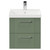 Avant Satin Green 500mm Wall Mounted Vanity Unit with 1 Tap Hole Slim Edge Basin and 2 Drawers with Polished Chrome Handles Front View