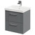 Avant Satin Grey 500mm Wall Mounted Vanity Unit with 1 Tap Hole Slim Edge Basin and 2 Drawers with Polished Chrome Handles Right Hand View