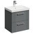 Avant Satin Grey 500mm Wall Mounted Vanity Unit with 1 Tap Hole Slim Edge Basin and 2 Drawers with Polished Chrome Handles Left Hand View