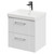 Avant Satin White 500mm Wall Mounted Vanity Unit with 1 Tap Hole Slim Edge Basin and 2 Drawers with Polished Chrome Handles Right Hand View