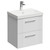 Avant Satin White 500mm Wall Mounted Vanity Unit with 1 Tap Hole Slim Edge Basin and 2 Drawers with Polished Chrome Handles Left Hand View