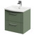 Avant Satin Green 500mm Wall Mounted Vanity Unit with 1 Tap Hole Curved Basin and 2 Drawers with Polished Chrome Handles Right Hand View