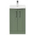 Avant Satin Green 500mm Floor Standing Vanity Unit with 1 Tap Hole Curved Basin and 2 Doors with Polished Chrome Handles Front View