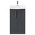 Avant Satin Anthracite 500mm Floor Standing Vanity Unit with 1 Tap Hole Curved Basin and 2 Doors with Polished Chrome Handles Front View