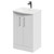 Avant Satin White 500mm Floor Standing Vanity Unit with 1 Tap Hole Curved Basin and 2 Doors with Polished Chrome Handles Right Hand View