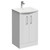 Avant Satin White 500mm Floor Standing Vanity Unit with 1 Tap Hole Curved Basin and 2 Doors with Polished Chrome Handles Left Hand View
