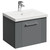 Avant Satin Grey 500mm Wall Mounted Vanity Unit with 1 Tap Hole Mid Edge Basin and Single Drawer with Polished Chrome Handle Left Hand View