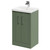 Avant Satin Green 500mm Floor Standing Vanity Unit with 1 Tap Hole Mid Edge Basin and 2 Doors with Polished Chrome Handles Right Hand View