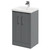 Avant Satin Grey 500mm Floor Standing Vanity Unit with 1 Tap Hole Mid Edge Basin and 2 Doors with Polished Chrome Handles Right Hand View