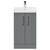 Avant Satin Grey 500mm Floor Standing Vanity Unit with 1 Tap Hole Mid Edge Basin and 2 Doors with Polished Chrome Handles Front View