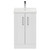 Avant Satin White 500mm Floor Standing Vanity Unit with 1 Tap Hole Mid Edge Basin and 2 Doors with Polished Chrome Handles Front View