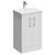 Avant Satin White 500mm Floor Standing Vanity Unit with 1 Tap Hole Mid Edge Basin and 2 Doors with Polished Chrome Handles Left Hand View