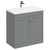 Danbury Satin Grey 800mm Floor Standing Vanity Unit with 1 Tap Hole Modern Basin and 2 Doors with Polished Chrome Handles Left Hand View