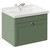Danbury Satin Green 600mm Wall Mounted Vanity Unit with 1 Tap Hole Traditional Basin and Single Drawer with Polished Chrome Handle Left Hand View
