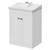 Danbury Satin White 600mm Floor Standing Vanity Unit with 1 Tap Hole Traditional Basin and 2 Doors with Polished Chrome Handles Right Hand View