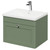 Danbury Satin Green 600mm Wall Mounted Vanity Unit with 1 Tap Hole Modern Basin and Single Drawer with Polished Chrome Handles Right Hand View