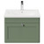 Danbury Satin Green 600mm Wall Mounted Vanity Unit with 1 Tap Hole Modern Basin and Single Drawer with Polished Chrome Handles Front View