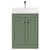 Danbury Satin Green 600mm Floor Standing Vanity Unit with 1 Tap Hole Modern Basin and 2 Doors with Polished Chrome Handles Front View