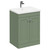 Danbury Satin Green 600mm Floor Standing Vanity Unit with 1 Tap Hole Modern Basin and 2 Doors with Polished Chrome Handles Left Hand View