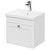 Danbury Satin White 500mm Wall Mounted Vanity Unit with 1 Tap Hole Modern Basin and Single Drawer with Polished Chrome Handle Right Hand View
