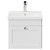 Danbury Satin White 500mm Wall Mounted Vanity Unit with 1 Tap Hole Modern Basin and Single Drawer with Polished Chrome Handle Front View