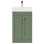 Danbury Satin Green 500mm Floor Standing Vanity Unit with 1 Tap Hole Modern Basin and 2 Doors with Polished Chrome Handles Front View