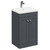 Danbury Satin Anthracite 500mm Floor Standing Vanity Unit with 1 Tap Hole Modern Basin and 2 Doors with Polished Chrome Handles Left Hand View