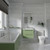 Camden 1700mm Straight Double Ended Bathroom Suite with Taps and Wastes including Olive Green Vanity Unit with Polished Chrome Handles Roomset