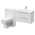 Napoli 390 Gloss White 1300mm Wall Mounted Vanity Unit Toilet Suite with 1 Tap Hole Basin and 2 Drawers with Polished Chrome Handles Right Hand View