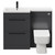 Napoli 390 Combination Gloss Grey 1100mm Vanity Unit Toilet Suite with Left Hand L Shaped 1 Tap Hole Basin and 2 Drawers with Matt Black Handles Front View