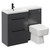 Napoli 390 Combination Gloss Grey 1100mm Vanity Unit Toilet Suite with Left Hand L Shaped 1 Tap Hole Basin and 2 Drawers with Matt Black Handles Left Hand View