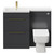 Napoli 390 Combination Gloss Grey 1100mm Vanity Unit Toilet Suite with Left Hand L Shaped 1 Tap Hole Basin and 2 Drawers with Brushed Brass Handles Front View