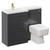 Napoli 390 Combination Gloss Grey 1100mm Vanity Unit Toilet Suite with Left Hand L Shaped 1 Tap Hole Basin and 2 Drawers with Brushed Brass Handles Left Hand View