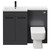 Napoli 390 Combination Gloss Grey 1100mm Vanity Unit Toilet Suite with Left Hand L Shaped 1 Tap Hole Basin and 2 Doors with Matt Black Handles Front View