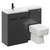 Napoli 390 Combination Gloss Grey 1100mm Vanity Unit Toilet Suite with Left Hand L Shaped 1 Tap Hole Basin and 2 Doors with Matt Black Handles Left Hand View