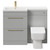 Napoli 390 Combination Gloss Grey Pearl 1100mm Vanity Unit Toilet Suite with Left Hand L Shaped 1 Tap Hole Basin and 2 Drawers with Brushed Brass Handles Front View