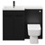 Napoli 390 Combination Nero Oak 1100mm Vanity Unit Toilet Suite with Left Hand L Shaped 1 Tap Hole Basin and 2 Doors with Matt Black Handles Front View