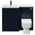 Napoli 390 Combination Deep Blue 1100mm Vanity Unit Toilet Suite with Left Hand L Shaped 1 Tap Hole Basin and 2 Doors with Matt Black Handles Front View