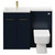 Napoli 390 Combination Deep Blue 1100mm Vanity Unit Toilet Suite with Left Hand L Shaped 1 Tap Hole Basin and 2 Doors with Brushed Brass Handles Front View