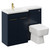 Napoli 390 Combination Deep Blue 1100mm Vanity Unit Toilet Suite with Left Hand L Shaped 1 Tap Hole Basin and 2 Doors with Brushed Brass Handles Left Hand View