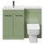 Napoli 390 Combination Olive Green 1100mm Vanity Unit Toilet Suite with Left Hand L Shaped 1 Tap Hole Basin and 2 Doors with Gunmetal Grey Handles Front View