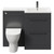 Napoli Combination Gloss Grey 1100mm Vanity Unit Toilet Suite with Right Hand L Shaped 1 Tap Hole Round Basin and 2 Drawers with Gunmetal Grey Handles Front View